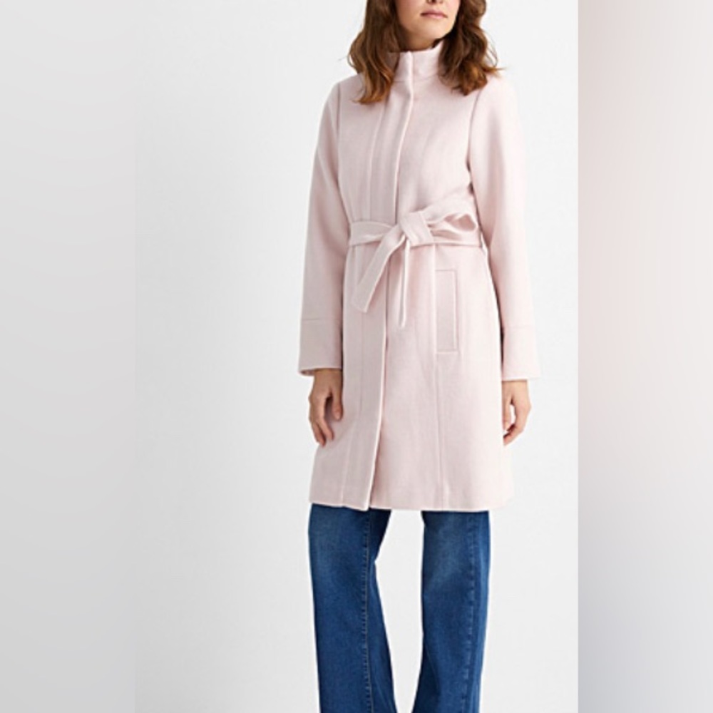 Long pink wool coat